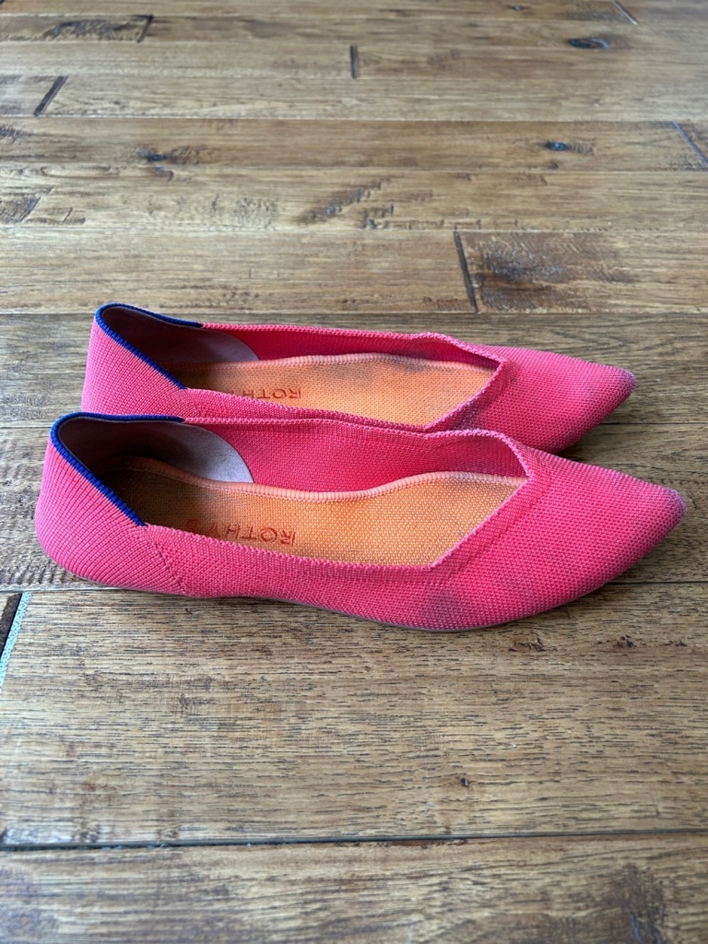 Rothy's The Point Ballet Flats Tropical Punch Pink Orange Insole Retired Size 9